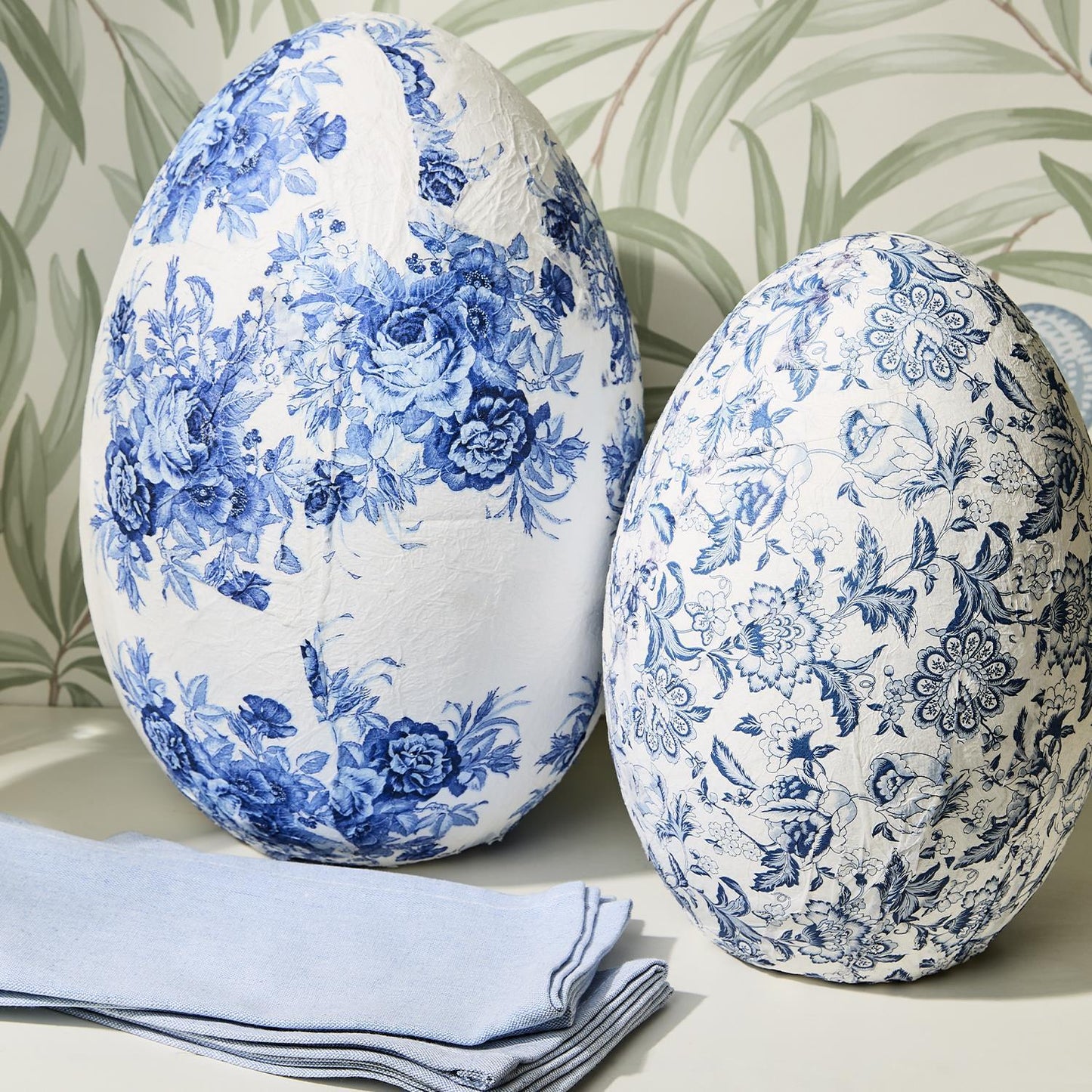 Blue/White Paper Mache Eggs