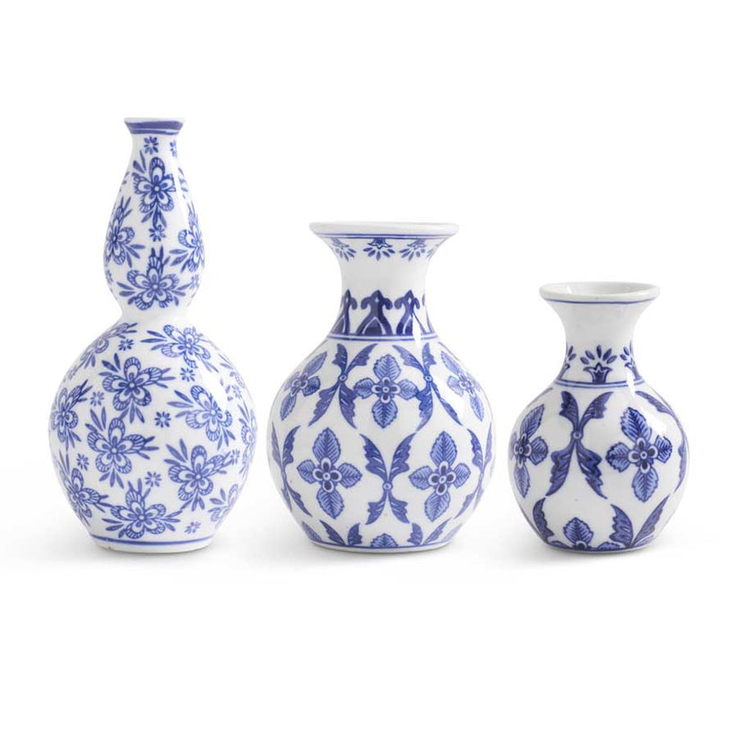 Blue Floral Cross Bud Vase