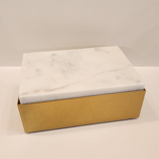 Gold Metal Box with Marble Lid
