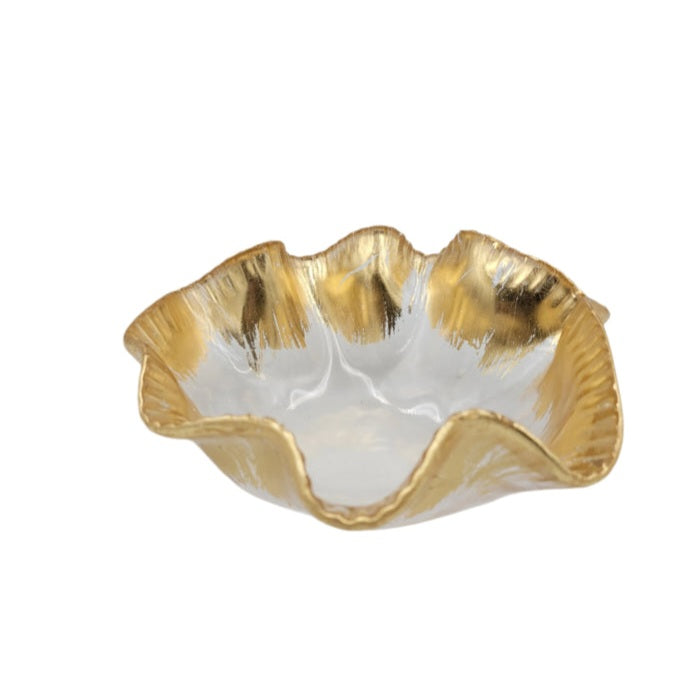 Gold Ruffle Glass Bowl