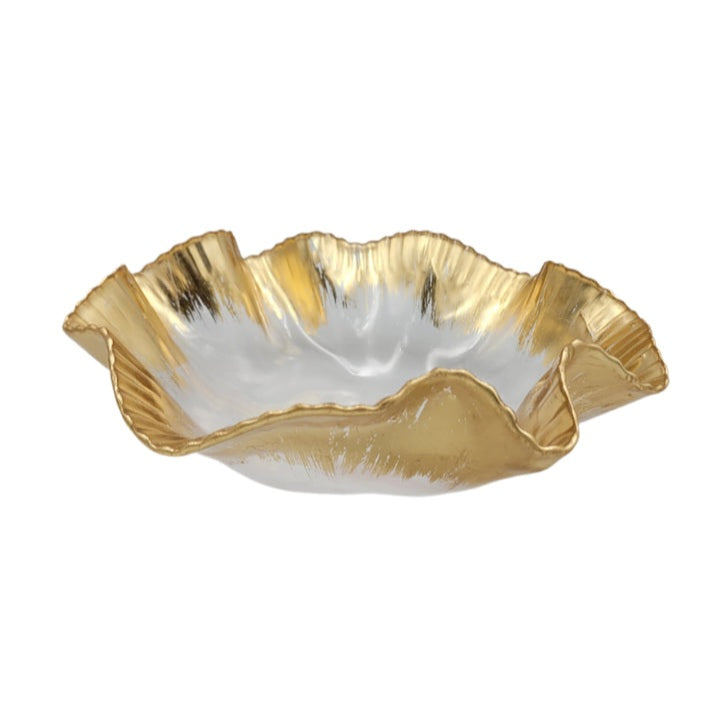 Gold Ruffle Glass Bowl