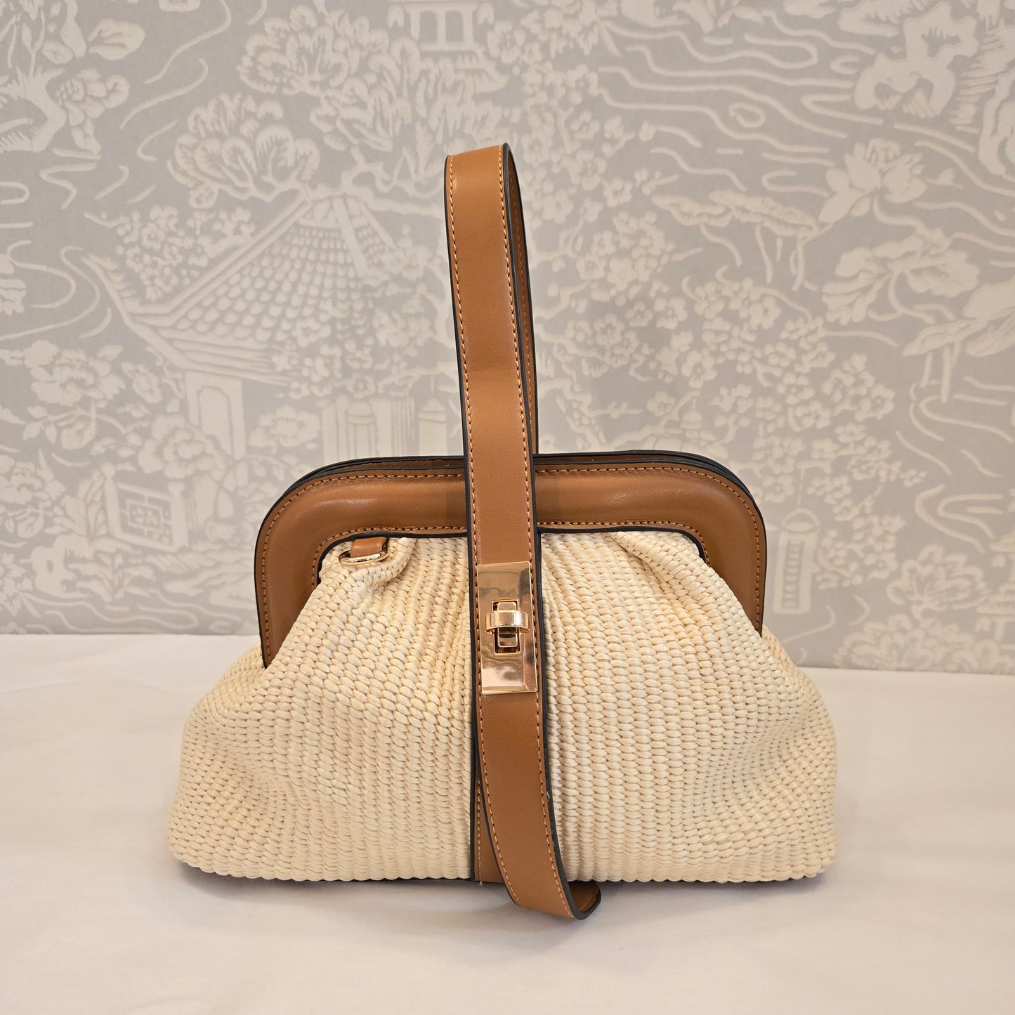 Sandy Straw Satchel Bag