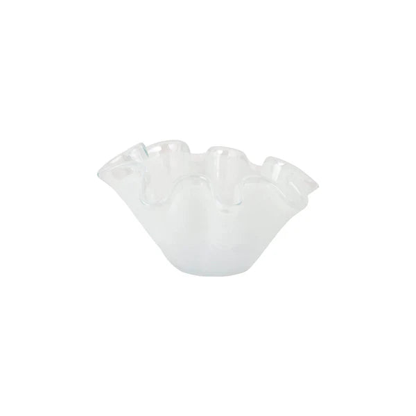 Glass White Petite Ruffle Bowl