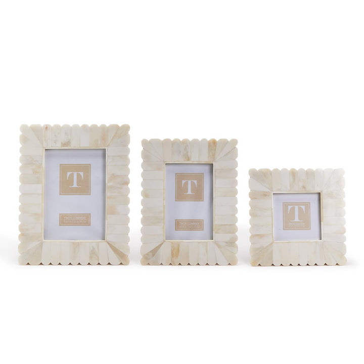 Scalloped Faux-Bone Photo Frames