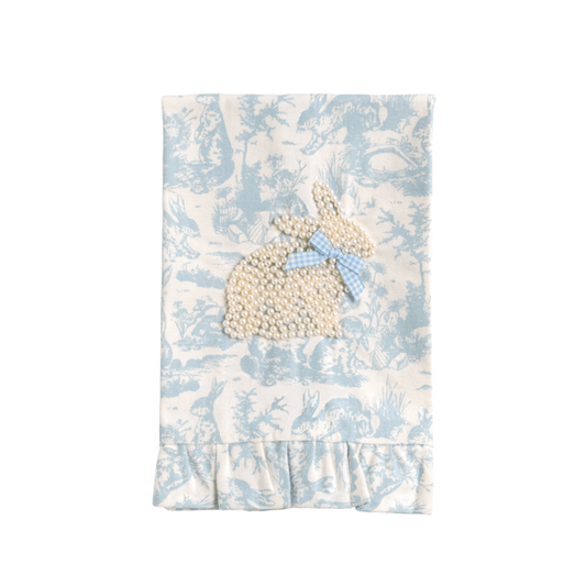 Blue Toile Bunny Pearl Towel