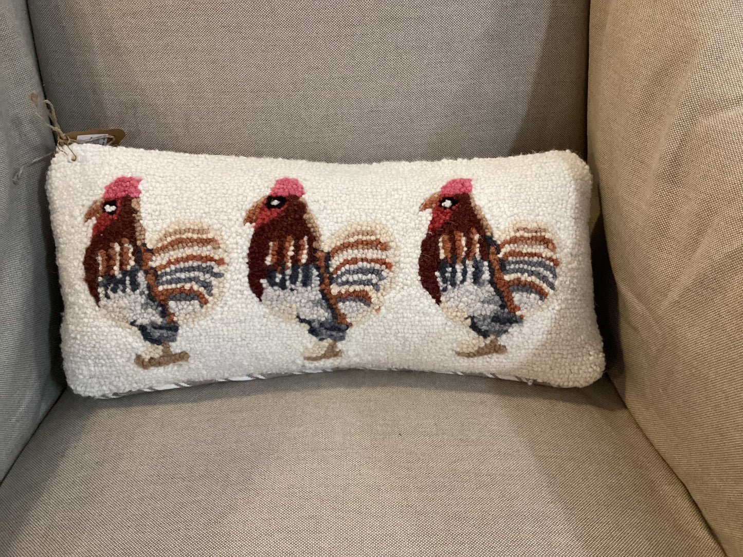 Farm Chicken Hooked Wool Pillow