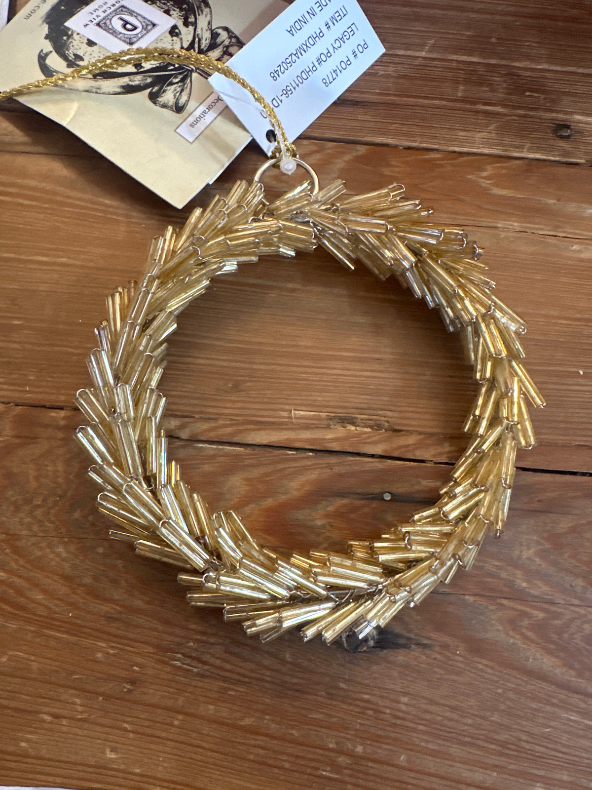 Beaded Golden Wreath Ornament