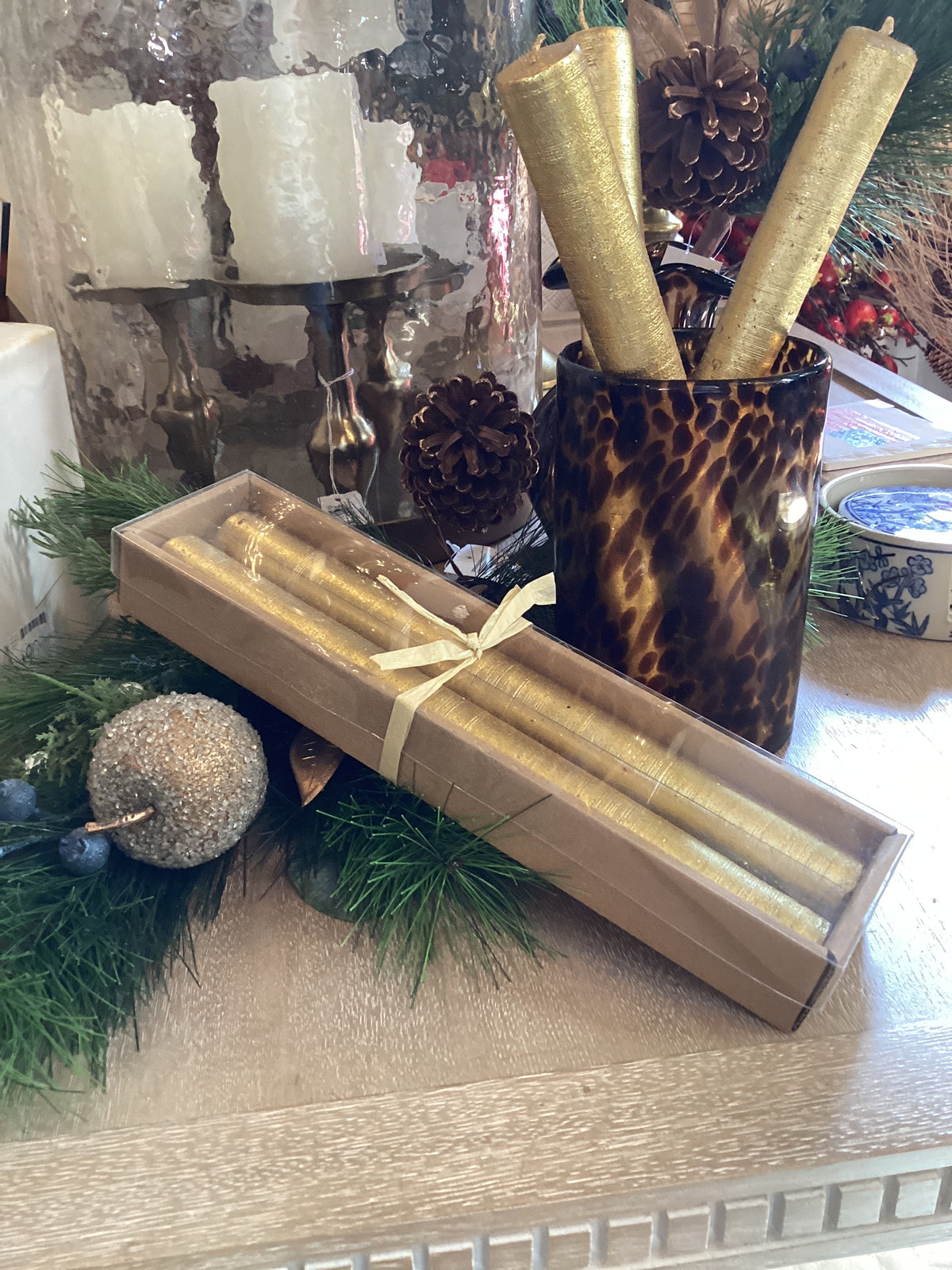Goldleaf Taper Candle Pair, Gift Box