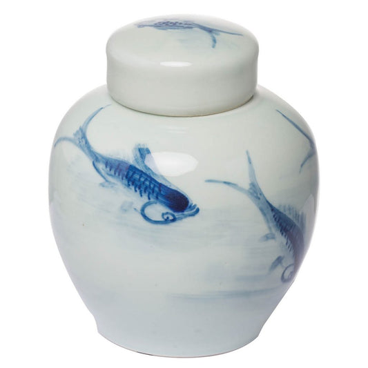 Lidded Koi Jar