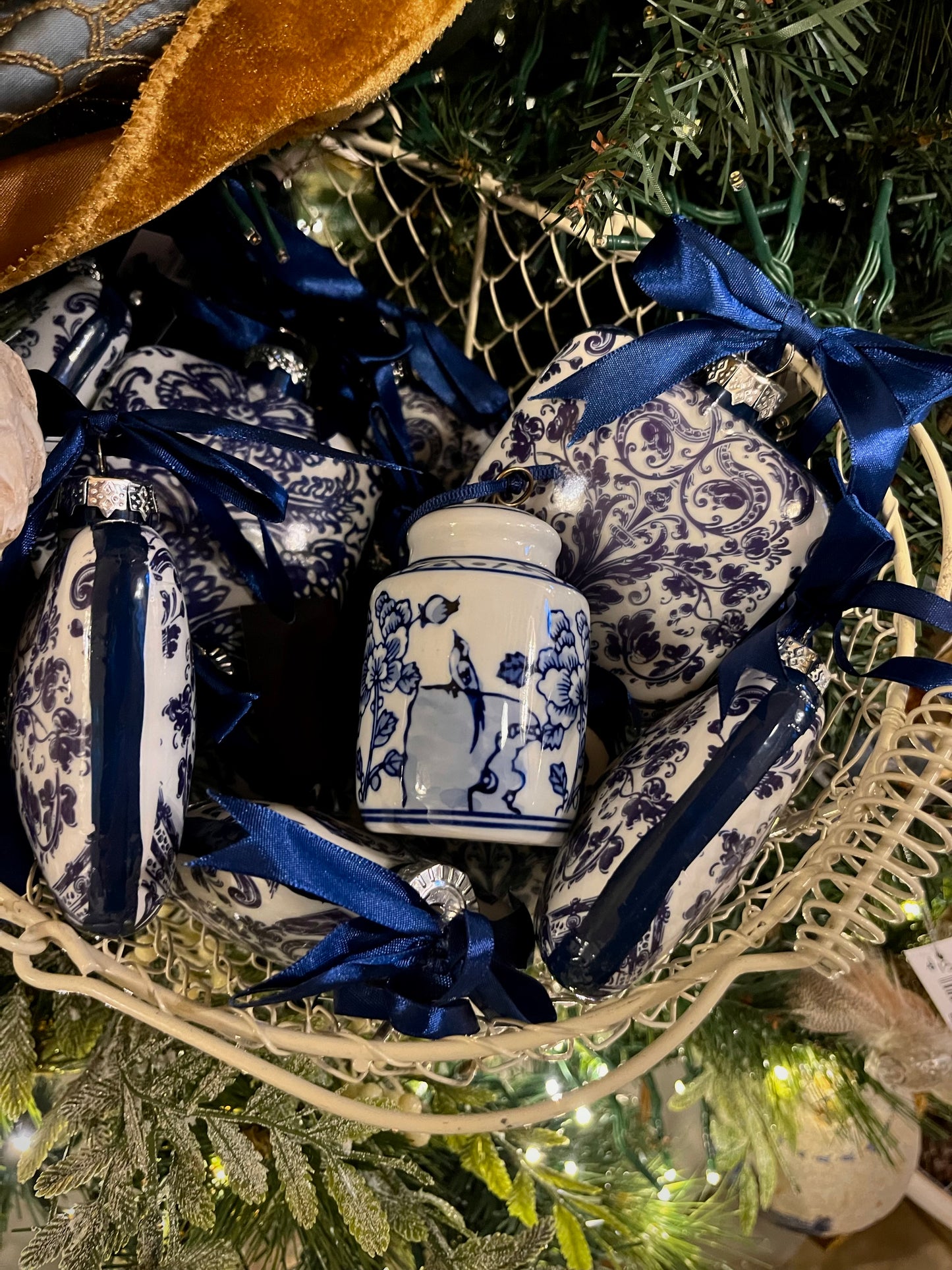 Blue & White Floral Ornament