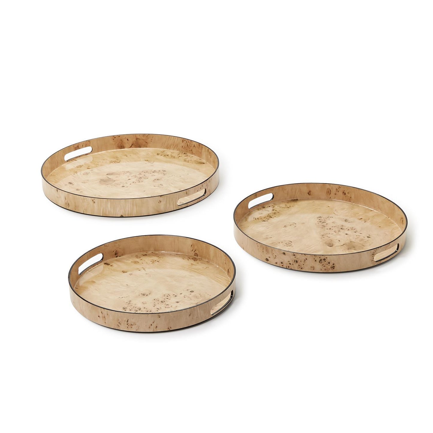 Lg Burled Wood Round Tray