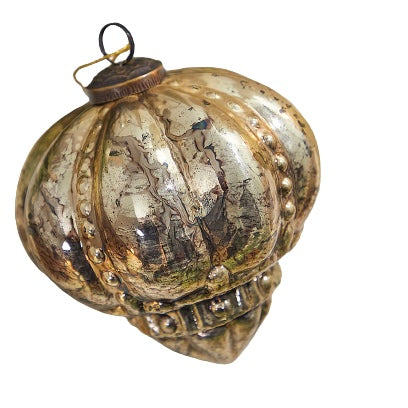 Regal Beaded Antique Gold Glass 5" Ornament