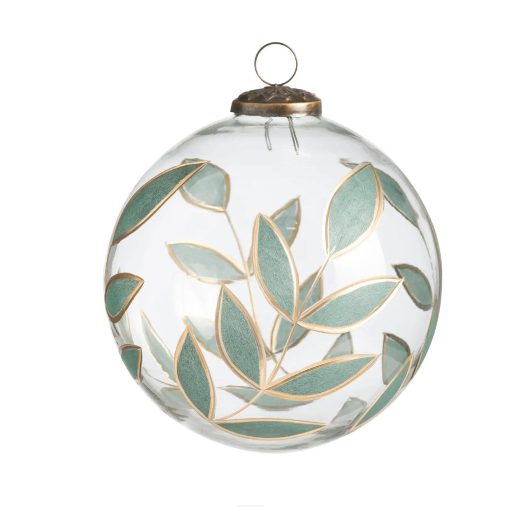 Painted Laurel Glass Ornament