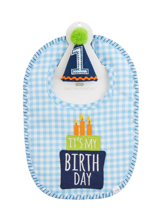 Blue Birthday Cake Smasher Bib