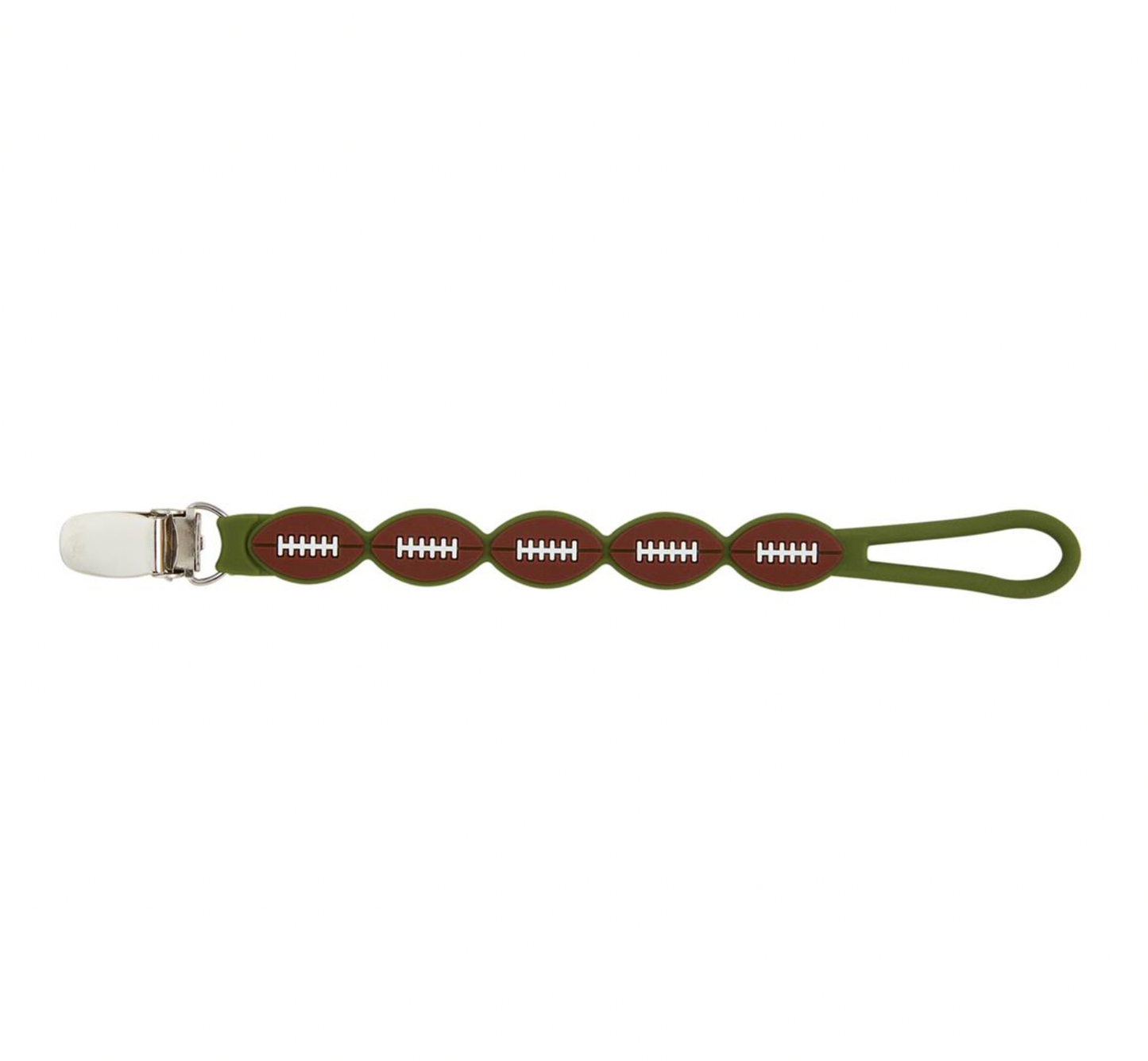 Football Silicone Pacifier Clip Strap