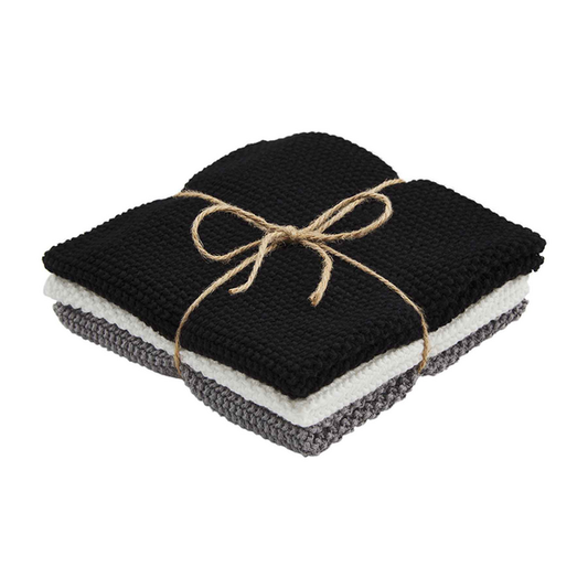 Black White White Knit Dish Cloth