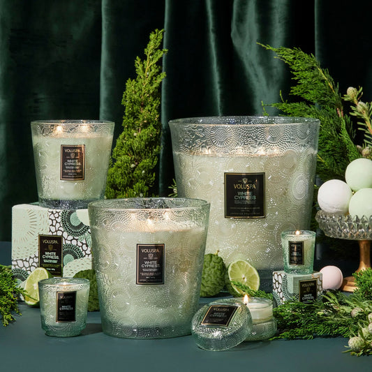 White Cypress 2 Wick Hearth Candle