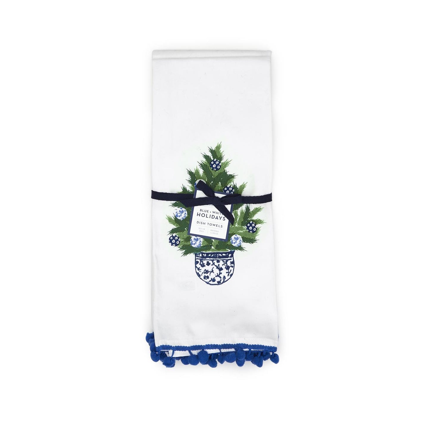 Blue and White Holiday Dish Towel Set