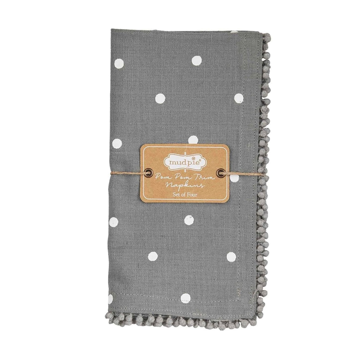 Gray Dot Pom Napkin Set