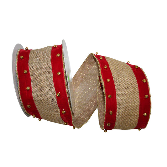 Red Velvet and Burlap Bell Ribbon