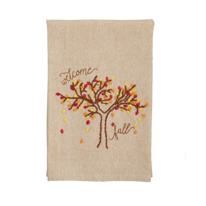 Welcome Fall French Knot Towel