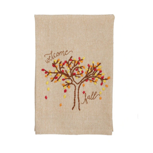 Welcome Fall French Knot Towel