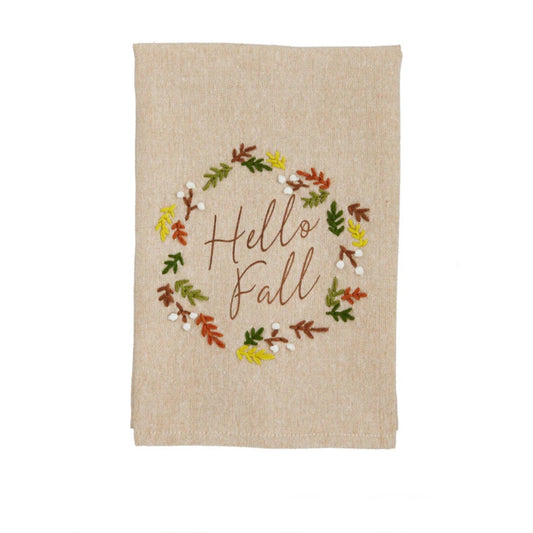 Hello Fall French Knot Towel