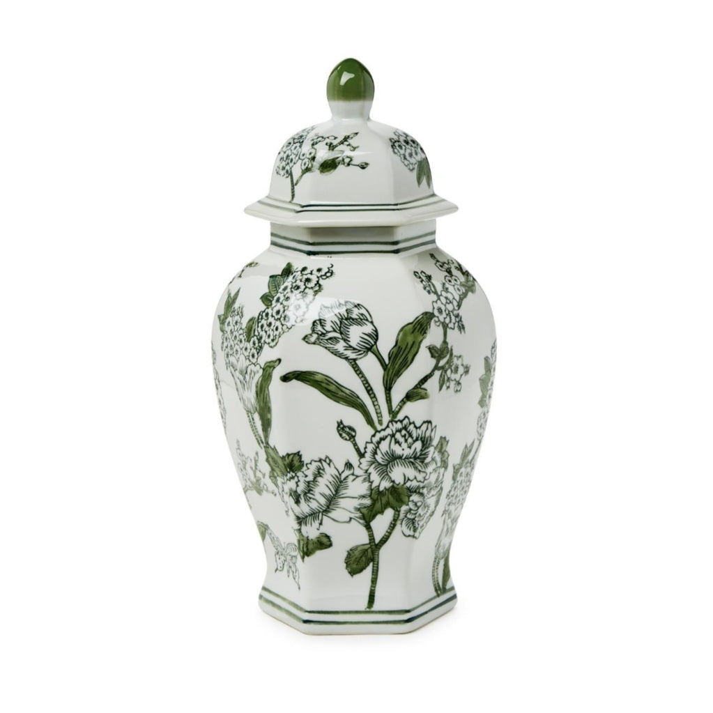 Green and White Temple Jar