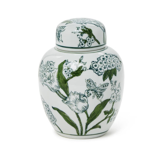 Green and White Ginger Jar