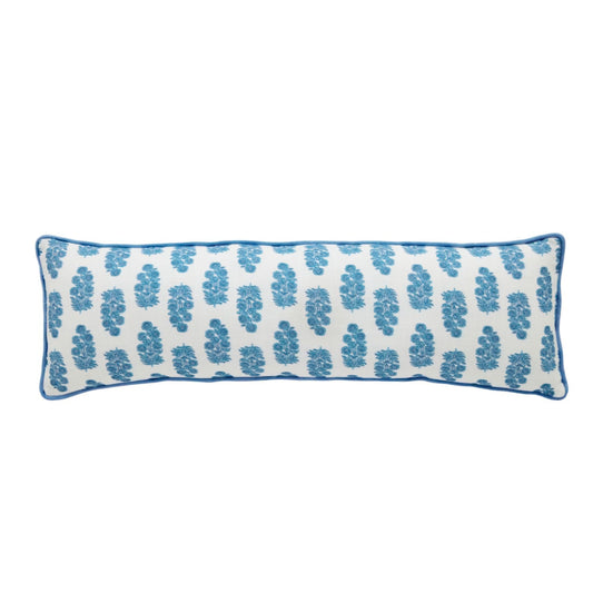 Blue Block Print Long Pillow