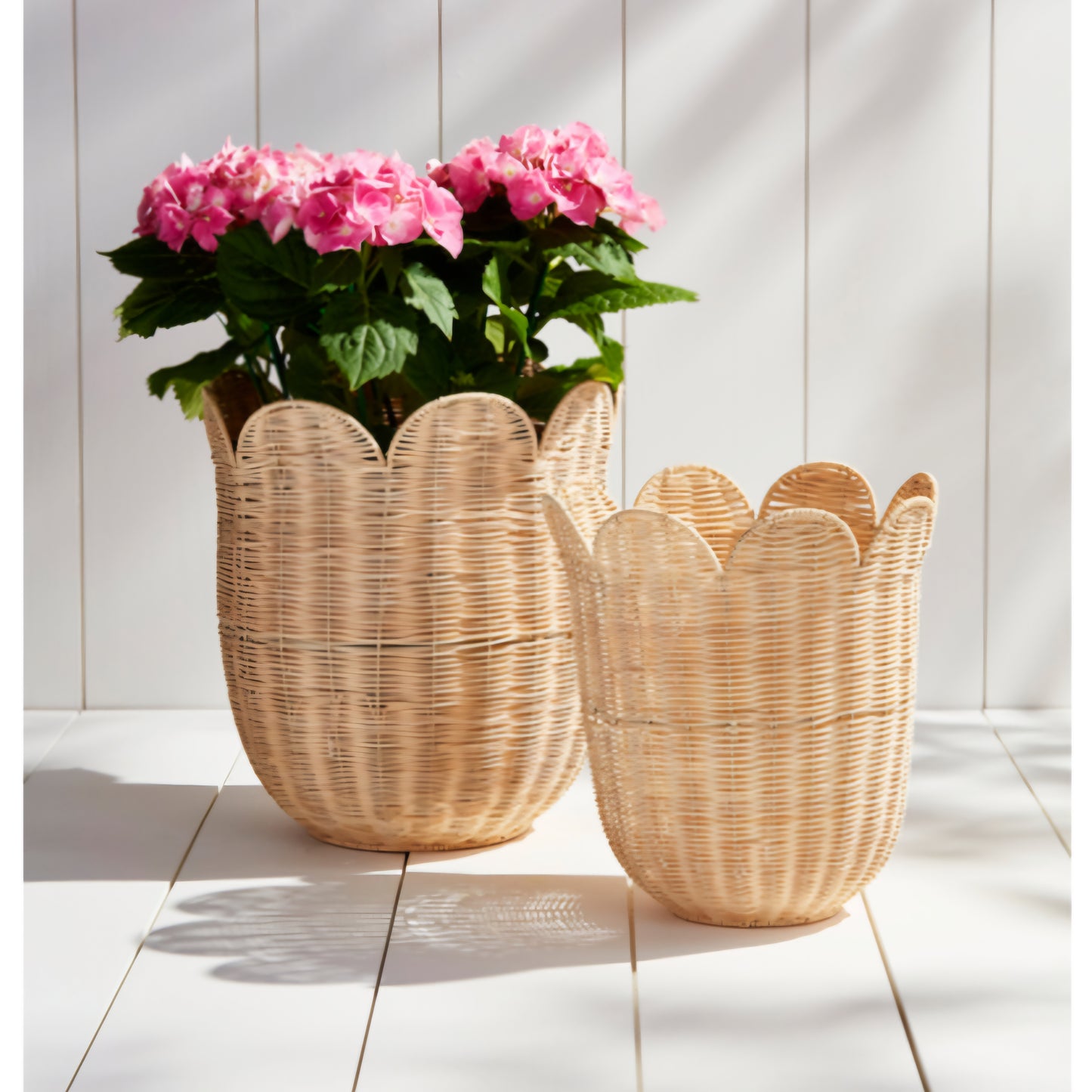 Scallop Rattan Basket