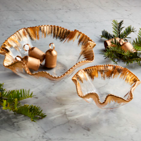 Gold Ruffle Glass Bowl