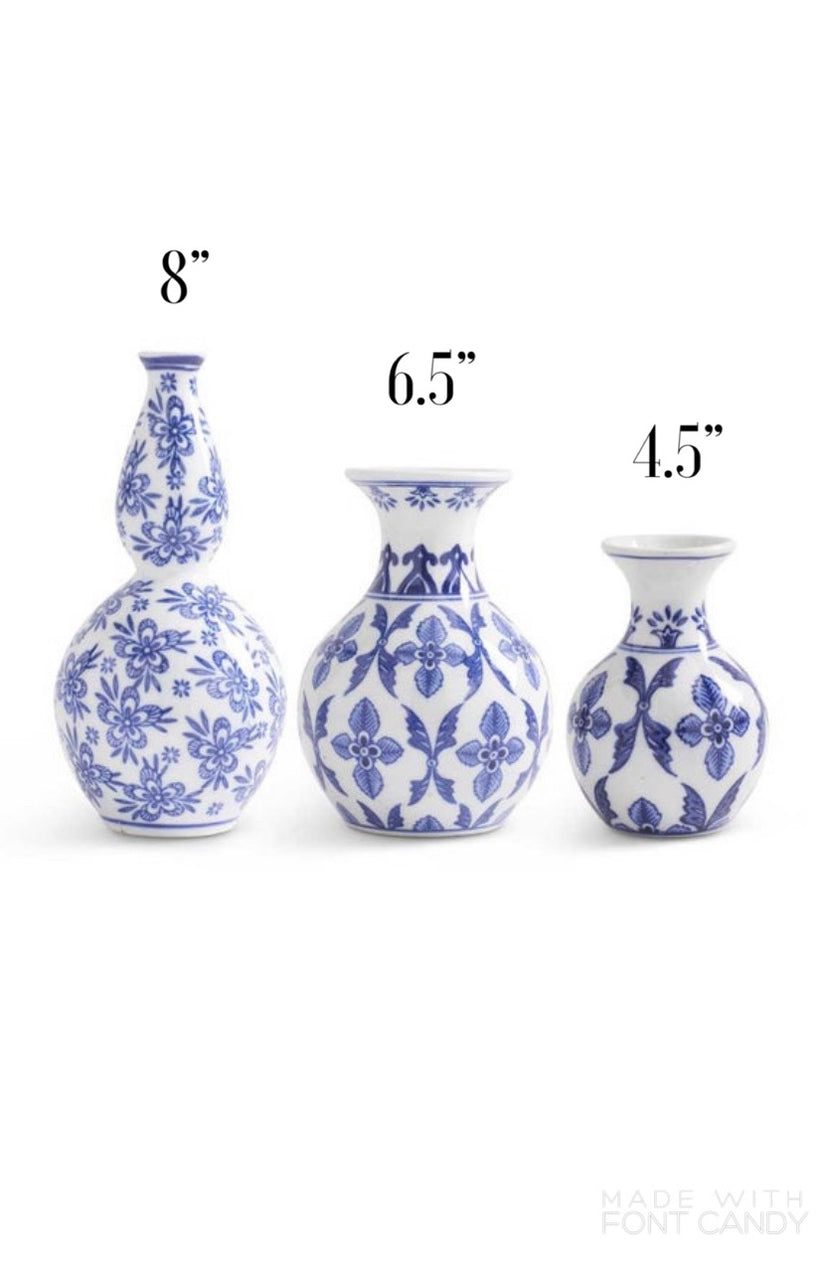 Blue Floral Cross Bud Vase