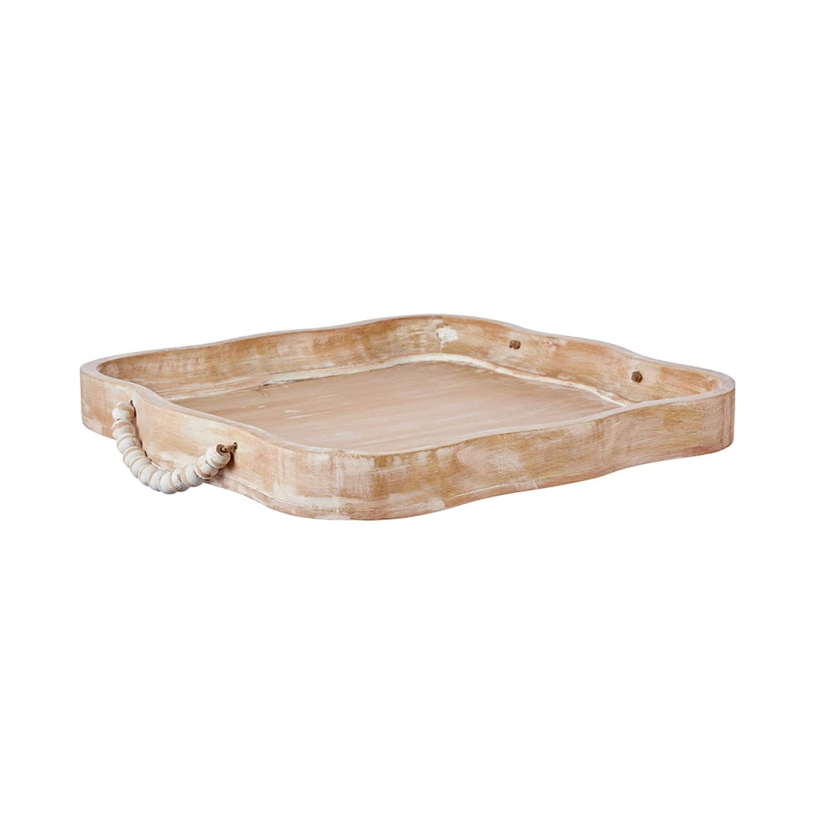 Wood Scalloped Beaded Tray