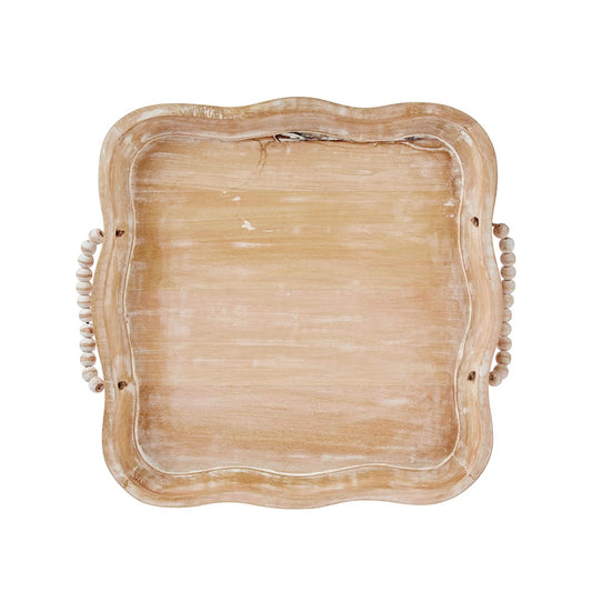 Wood Scalloped Beaded Tray