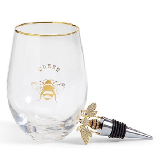 Queen Bee Wine Glass