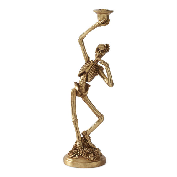 Gold Resin Skeleton Taper Candleholder