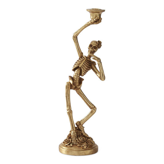 Gold Resin Skeleton Taper Candleholder