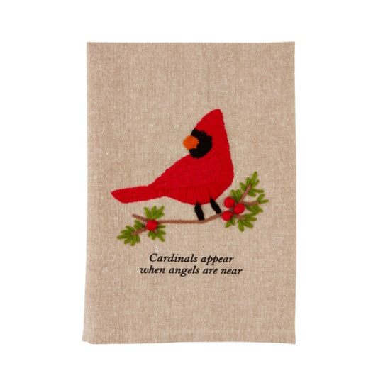 Cardinals Appear Embroidered Towel