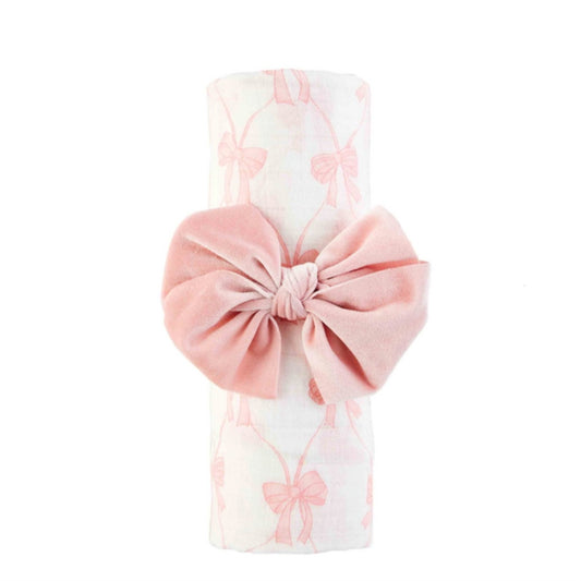 Bow Swaddle & Headband Set