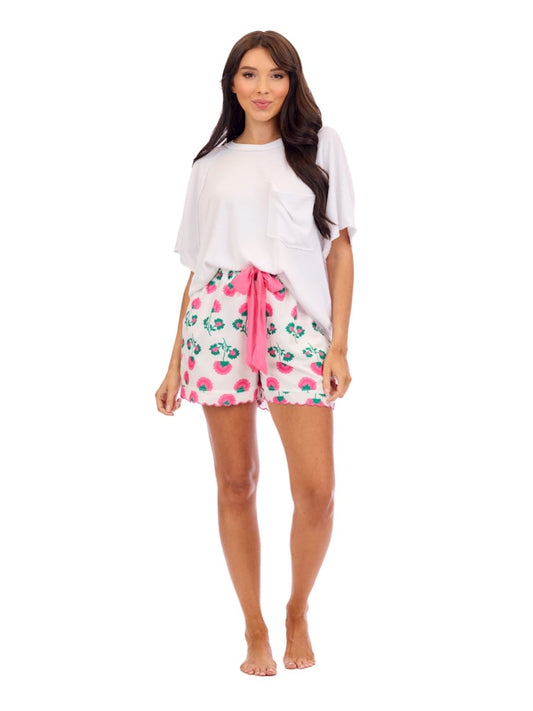 Pink Floral Pajama Shorts