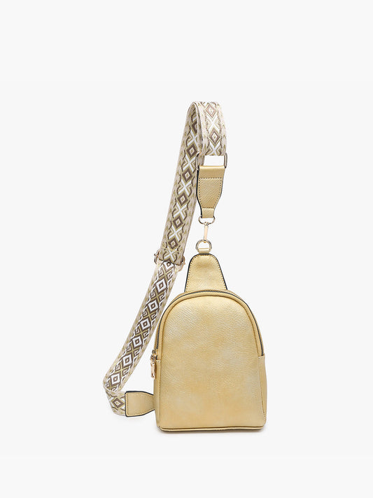 Ellen Guitar Strap Sling Bag in Gold