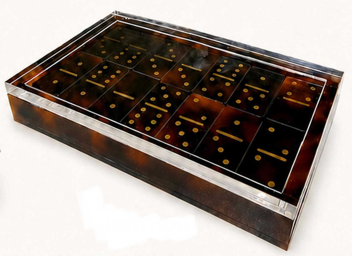 Lucite Tortoise Shell Domino Set