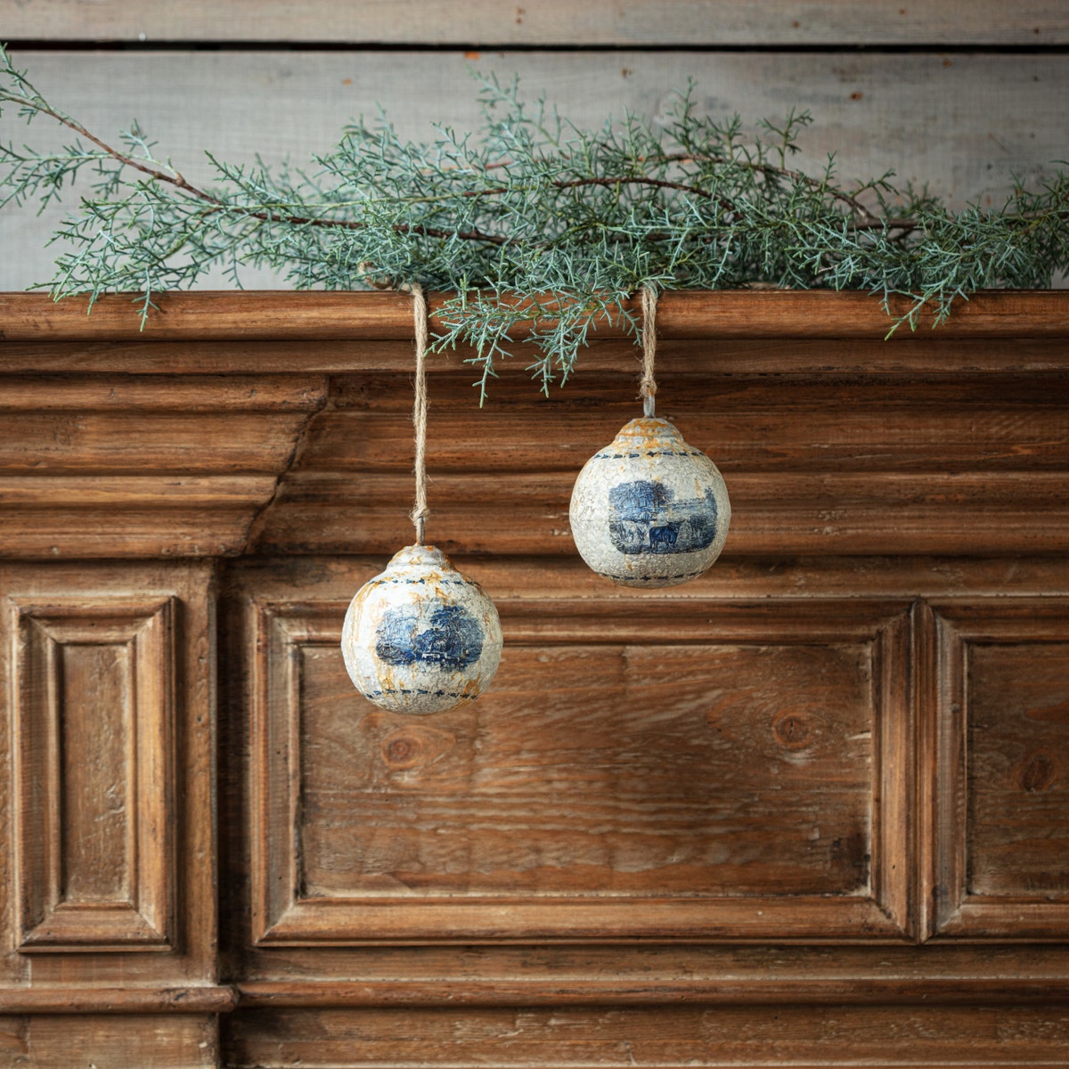 Small Blue & White Tole Ornaments