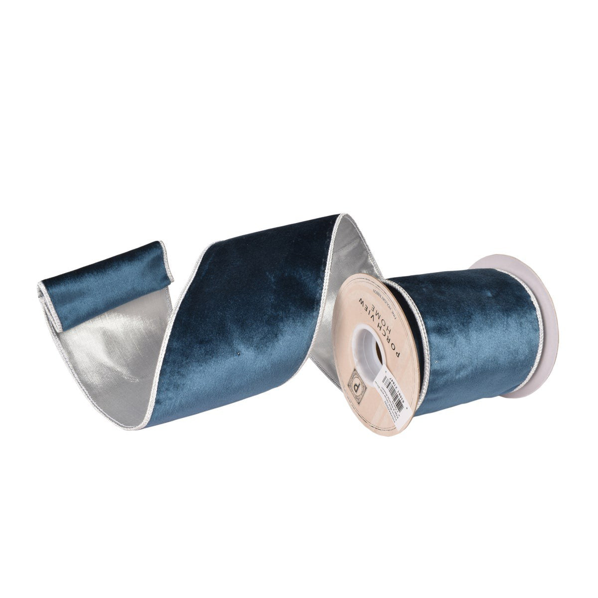 French Blue Velvet with Silver Edge Ribbon