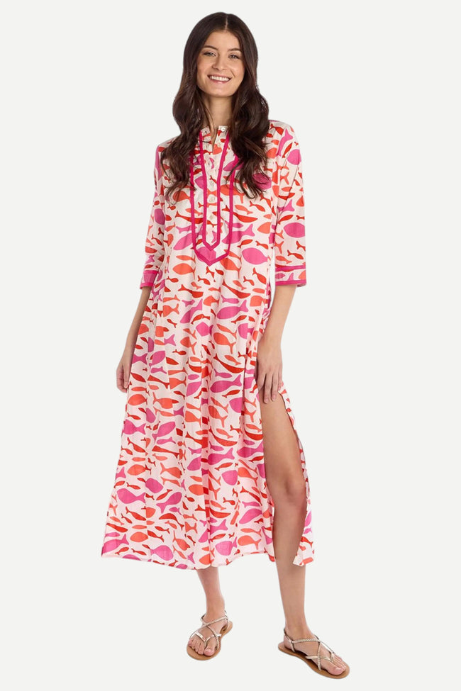 Fish Print Caftan Dress