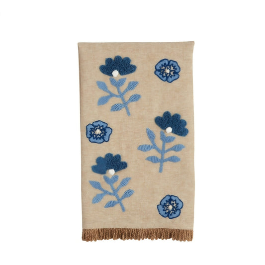 Flower Print Embroidered Towel