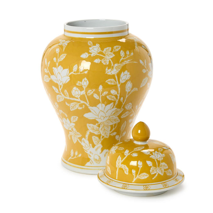 Yellow and White Temple Jar