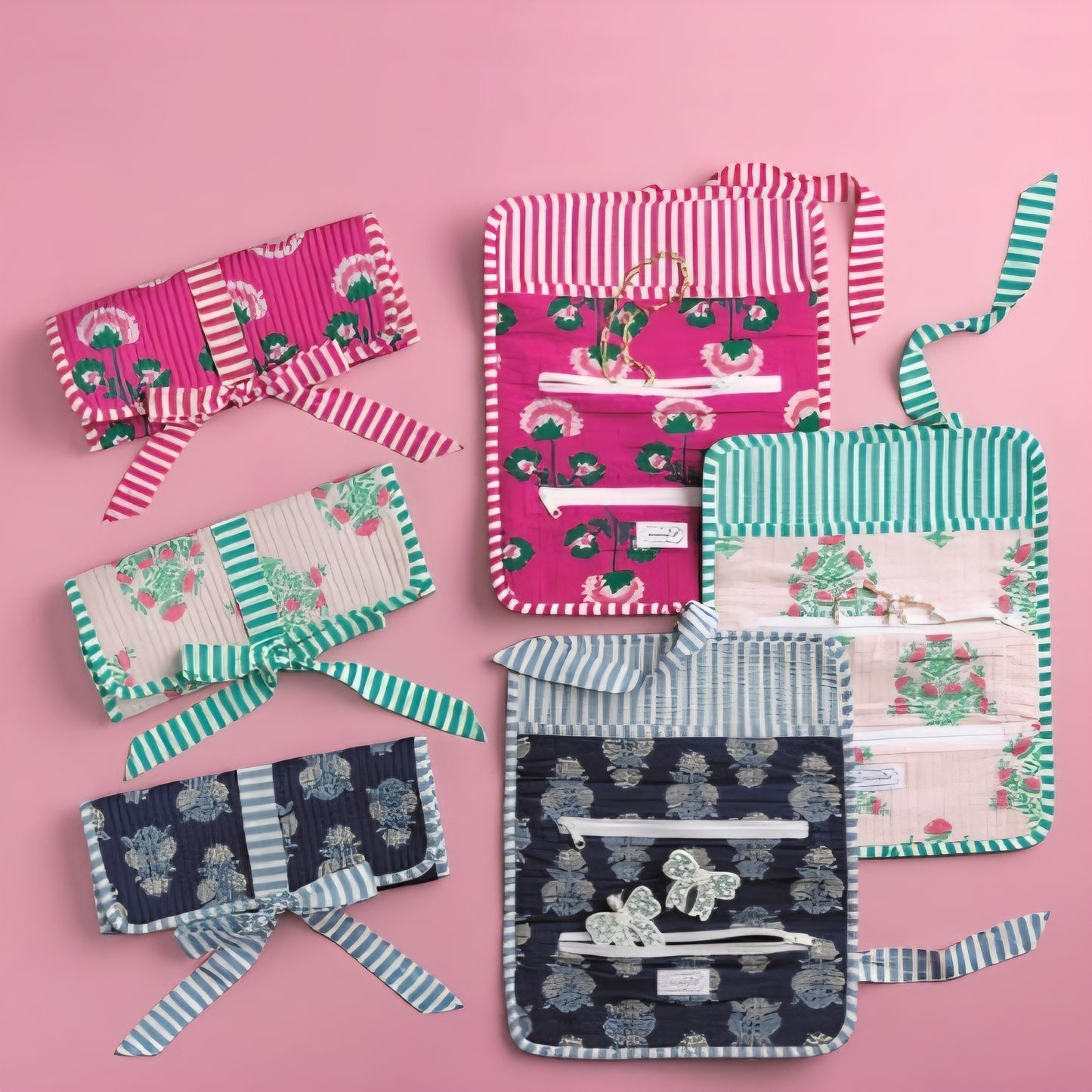Block Print Jewelry Roll
