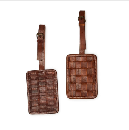 Woven Leather Luggage Tags